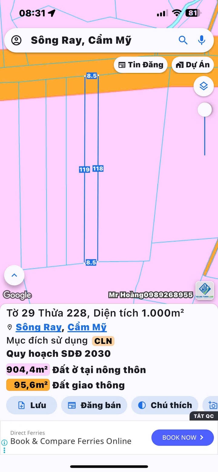Đất nền 1 sào Sông Ray, Cẩm Mỹ 3600m² giá 9xx triệu - Sổ hồng chính chủ!