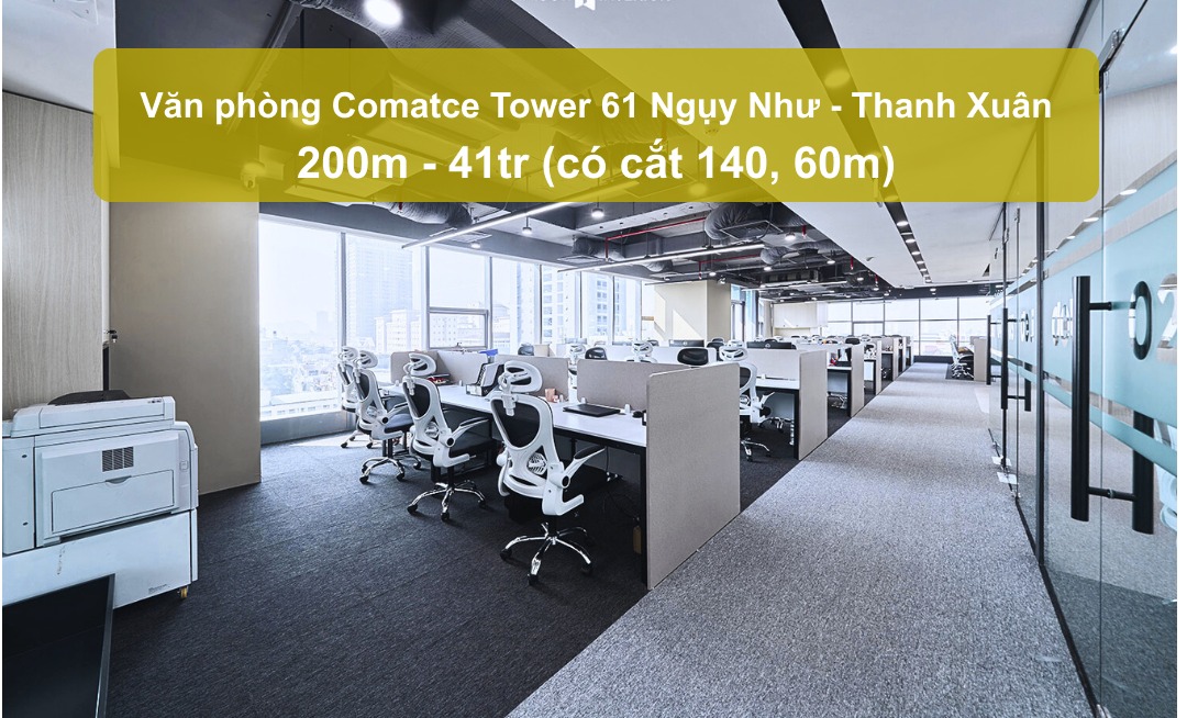 Văn phòng cho thuê tại Comatce Tower, Thanh Xuân 200m² giá 41 triệu - Địa điểm mặt đường đẹp!