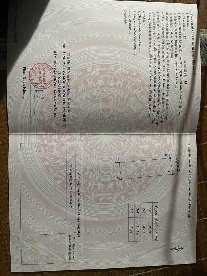 Đất nền 74m² đường Tôn Đức Thắng, Hương Sơn - Bình Xuyên, 1.1 tỷ - Vị trí đẹp, gần chợ!