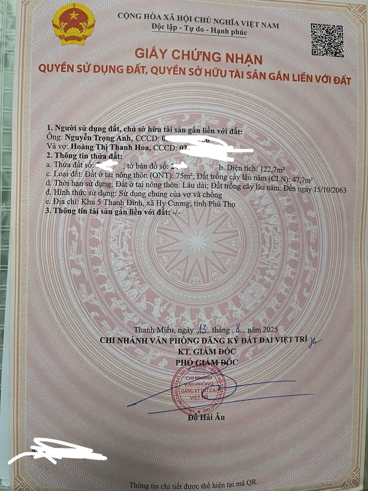 Đất chính chủ 123m² tại phường Hy Cương, Việt Trì - Giá chỉ 1 tỷ!