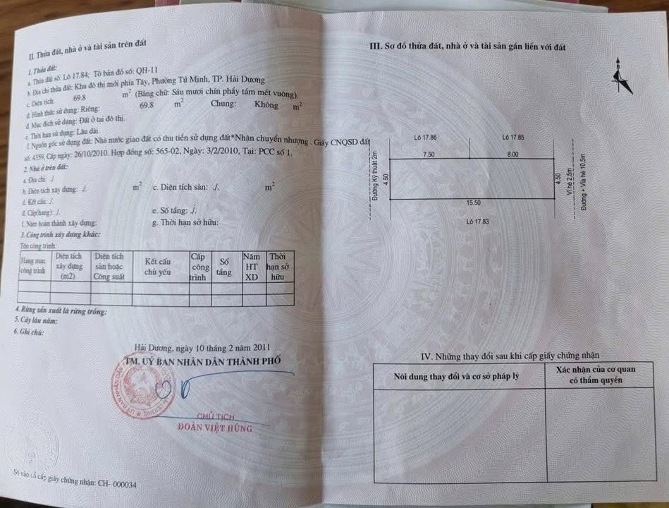 Đất nền KĐT Vạn Lộc - Phường Tứ Minh - 69m² giá chỉ 3 tỷ - Cơ hội đầu tư hấp dẫn!