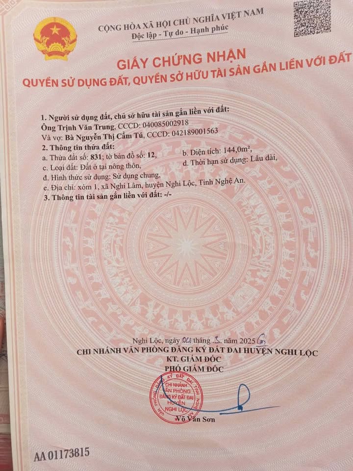 Đất nền Nghi Lâm, Nghệ An 146m² chỉ 1 tỷ - Mặt tiền 9m, đầu tư sinh lời!