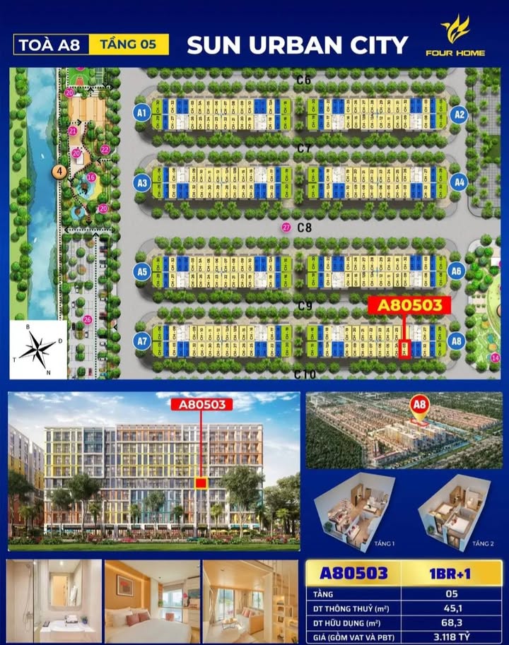 Căn hộ Duplex 1N+ Tòa A8, Phủ Lý 45m² giá 3.088 tỷ - Cơ hội đầu tư tuyệt vời!