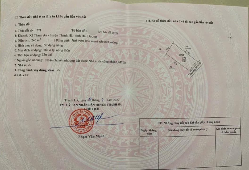 Đất nền Thanh An, Thanh Hà 250m² giá 1 tỷ - Đường ô tô vào tận đất!