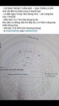 Đất nền Dĩ An 65m² giá 3.35 tỷ - Cơ hội đầu tư không thể bỏ lỡ!