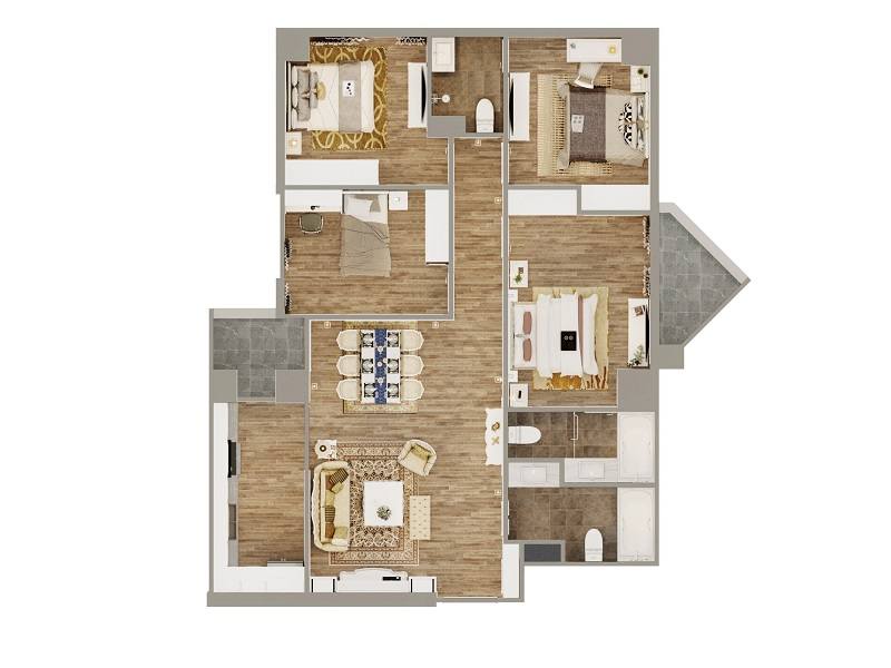 Căn hộ Tecco Garden Thanh Trì 127m² giá 6.38 tỷ - Căn góc thoáng mát