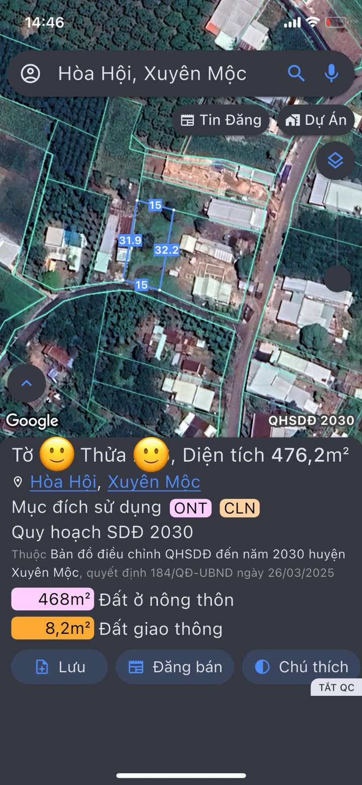Đất nền 480m² xã Hòa Hội, Xuyên Mộc - Giá chỉ 1,5 tỷ - Đầu tư sinh lời!
