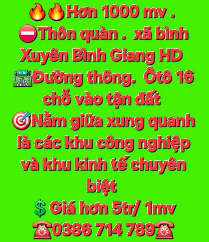 Đất nền Thôn Quàn, xã Bình Xuyên, 1000m² - Giá chỉ 5 triệu/m², ô tô vào tận nơi!