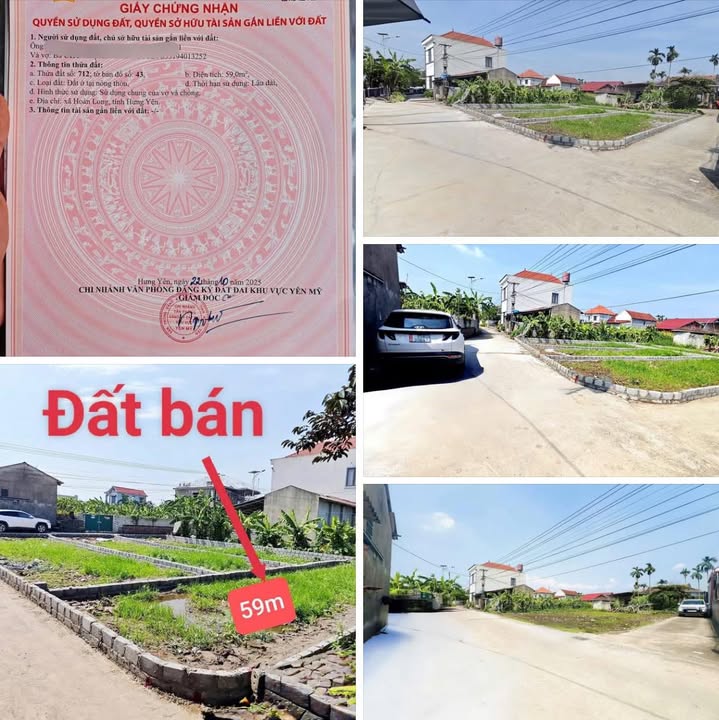 Đất nền 59m² Đông Tảo, Khoái Châu - Giá chỉ nhỉnh 1 tỷ - Sẵn sàng sở hữu ngay!