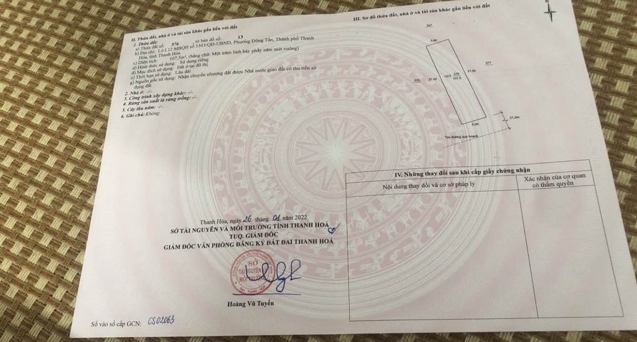 Đất nền đẹp 107.5m² tại phường Đông Tân, Thanh Hóa - Sổ đỏ chính chủ!