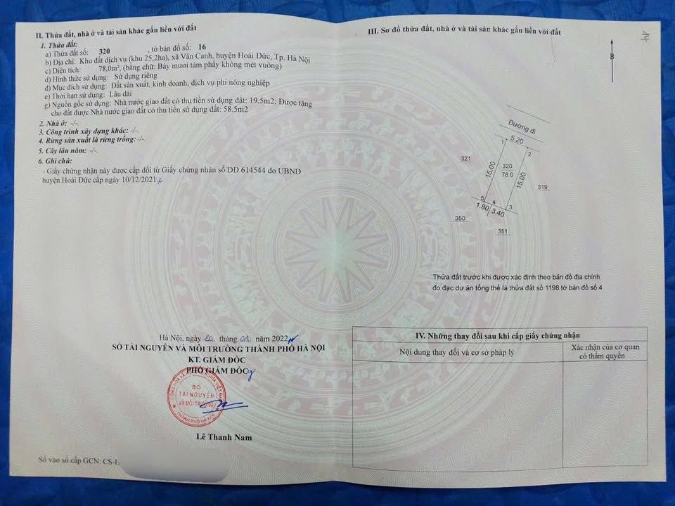 Đất dịch vụ Vân Canh Hoài Đức 78m² giá 13 tỷ - Cơ hội đầu tư sinh lời cao!