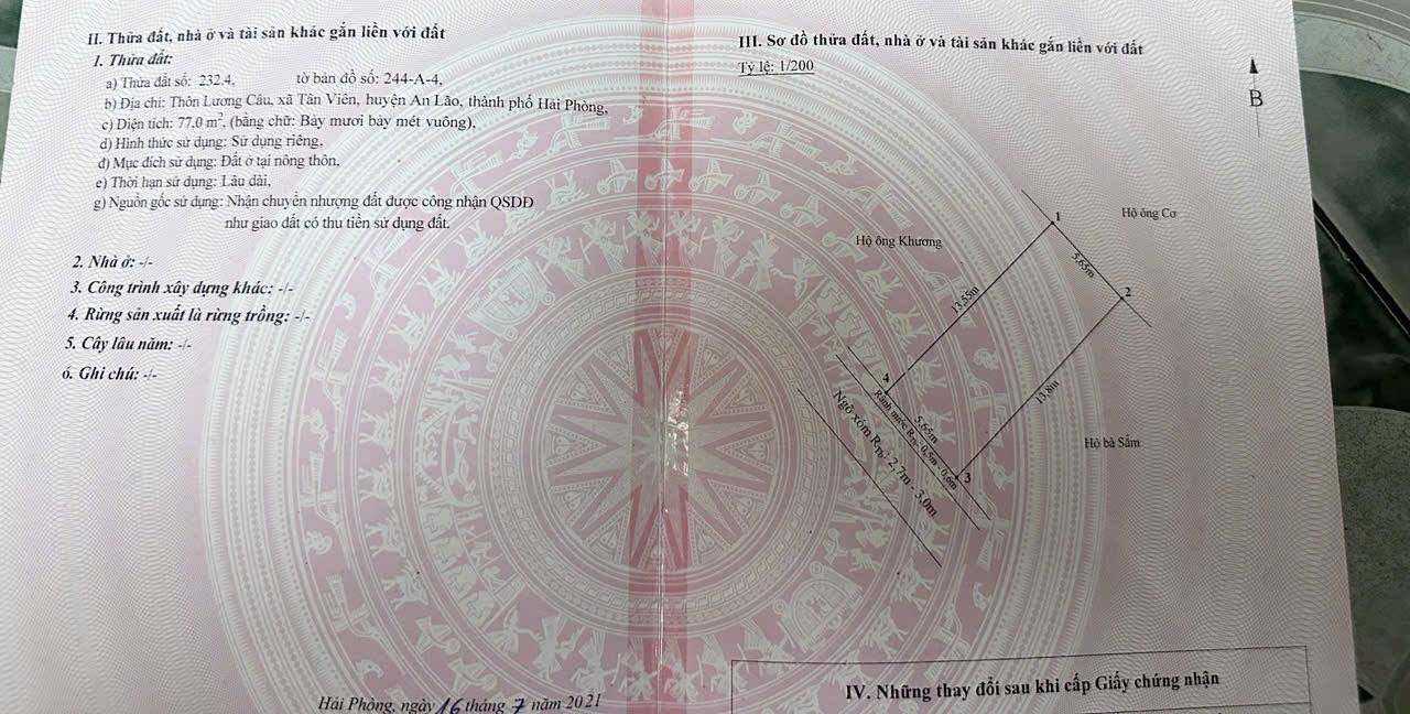 Đất Thổ Cư Lương Câu, An Khánh, 77m² giá 600 triệu - Cơ hội đầu tư tốt!