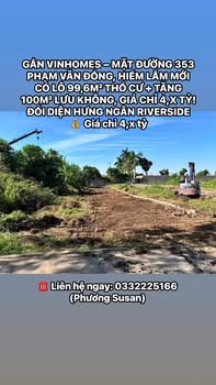 Đất nền 99,6m² tại đường Phạm Văn Đồng, quận Dương Kinh - Cơ hội đầu tư hấp dẫn!