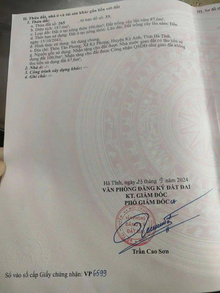 Đất thổ cư Kỳ Phong, Kỳ Anh 184m² giá 1.49 tỷ - Vị trí đẹp ven sông