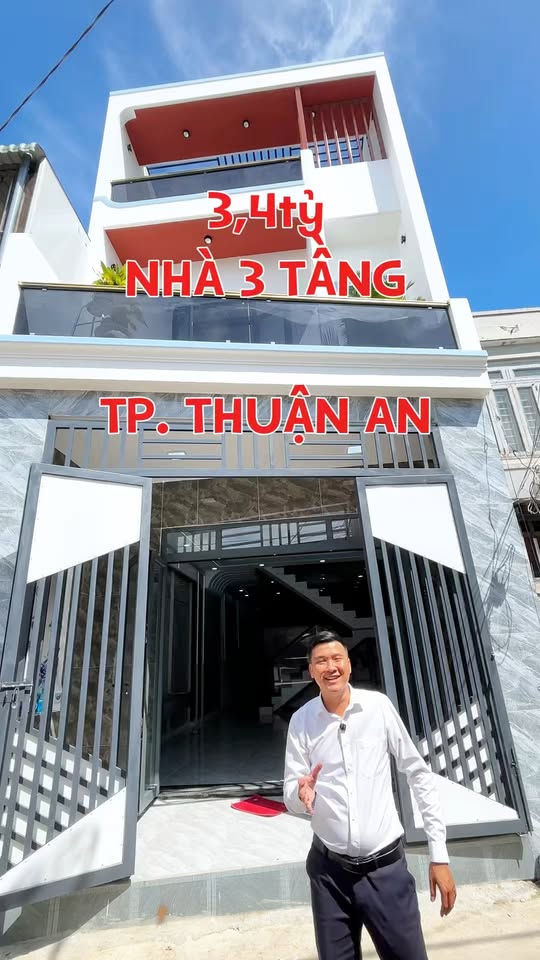 Nhà phố Bình Chuẩn, Thuận An 68m² giá 3.4 tỷ - Thiết kế 3 tầng hiện đại!