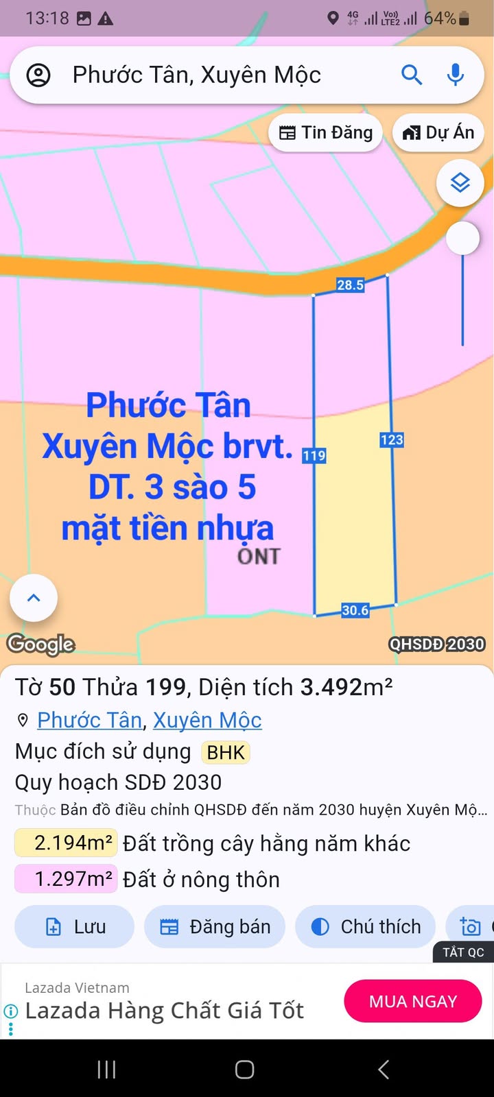 Đất nền Phước Tân, Xuyên Mộc, 12,600m² giá 2.76 tỷ - Chính chủ cần bán gấp!