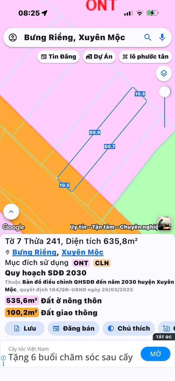 Đất mặt tiền Quốc lộ 55 xã Bưng Riềng 630m² giá 3.65 tỷ - Cơ hội đầu tư tuyệt vời!