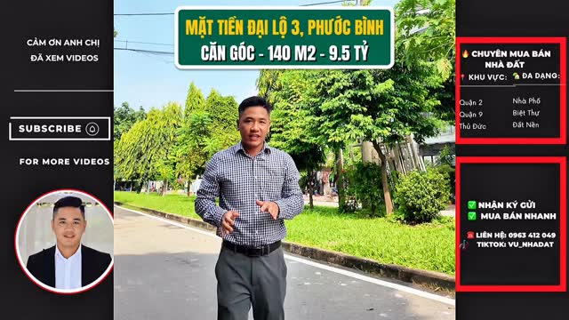 Nhà góc mặt tiền Đại Lộ III, Phước Bình, quận 9 - 140m² giá 9.5 tỷ - Đầu tư sinh lời!