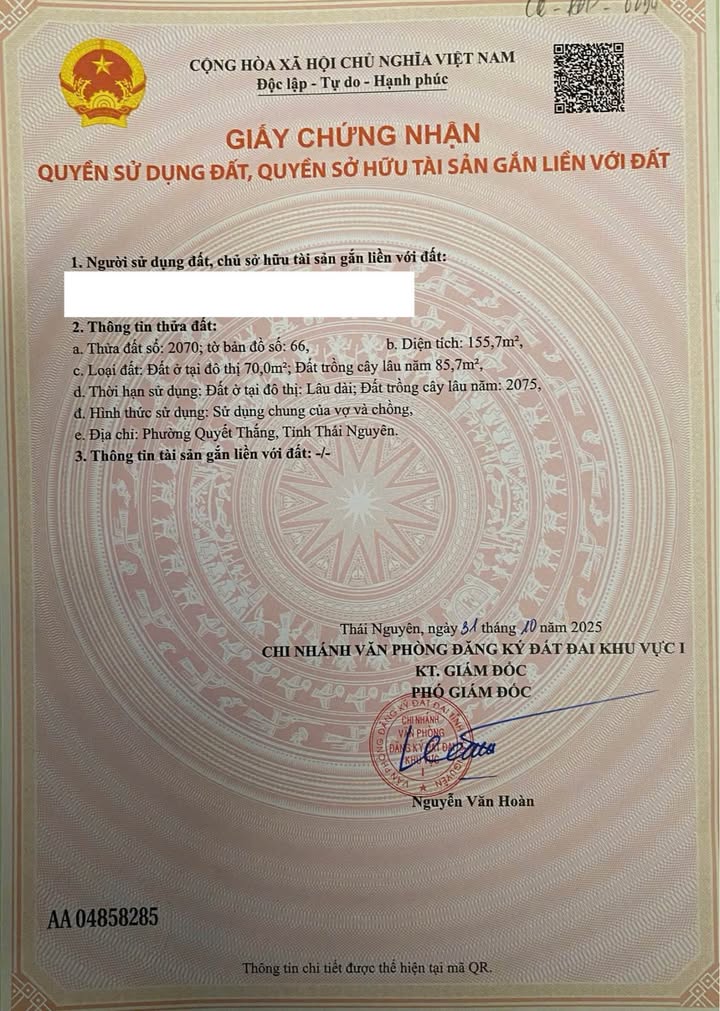 Lô đất đẹp phường Quyết Thắng 155,7m² giá 1,9 tỷ - Đầu tư sinh lời ngay!