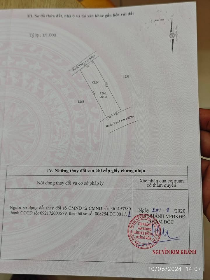 Đất nền 964m² Phước Thới, Ô Môn - Giá chỉ 1.3 tỷ, phù hợp nghỉ dưỡng!