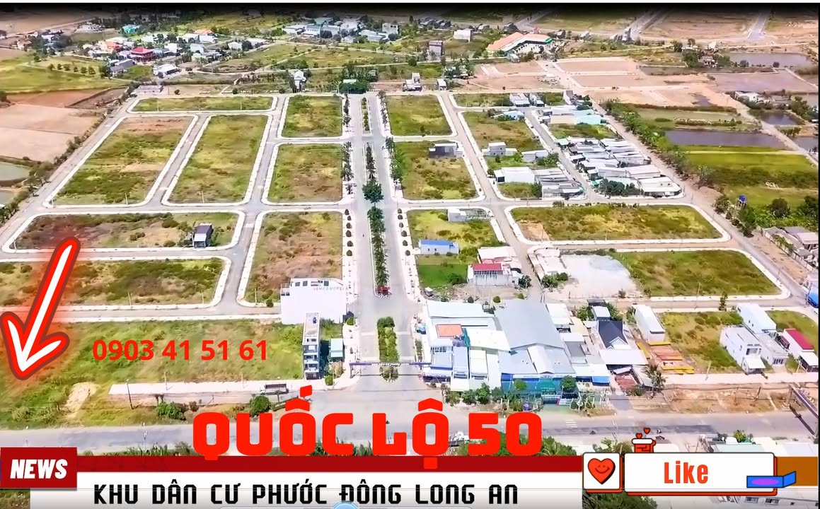 Đất mặt tiền Quốc lộ 50, Phước Đông, Long An 104,6m² chỉ 1 tỷ - Cơ hội đầu tư tuyệt vời!