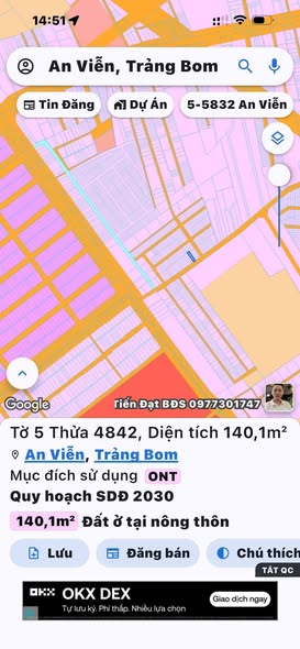 Đất thổ cư An Viễn, Trảng Bom 140m² giá 1.9 tỷ - Vị trí buôn bán lý tưởng!