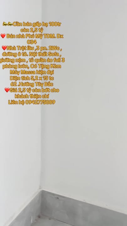 Nhà phố Phú Mỹ TDM 62m² giá 2.5 tỷ - Bán gấp, sẵn sàng ở ngay!