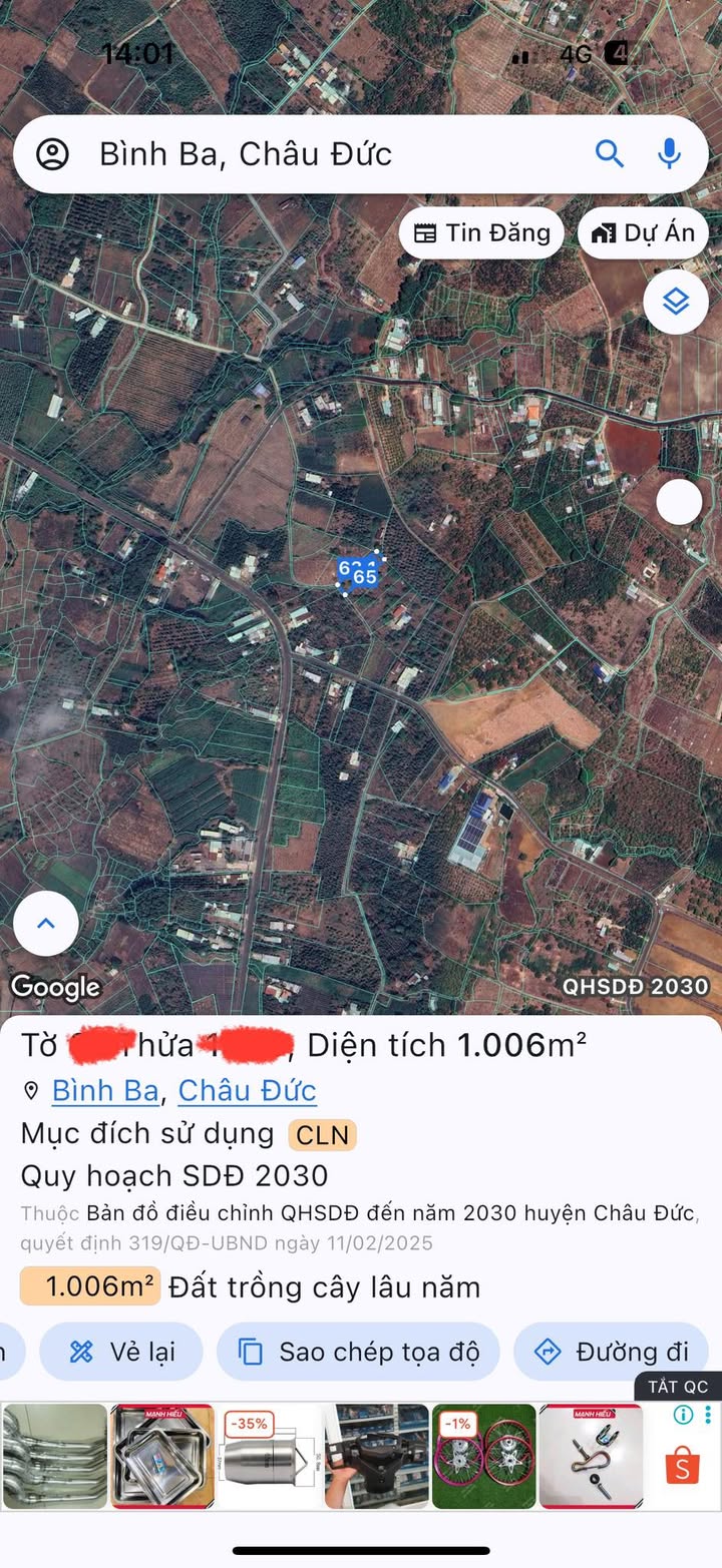 Đất nền 1 sào Bình Ba, Châu Đức, Bà Rịa - Vũng Tàu - Giá chỉ 850 triệu VND