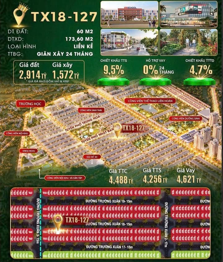 Townhouse The Forest - Vinhomes Green City 60m² giá 4.2 tỷ - Sở hữu ngay với pháp lý rõ ràng!