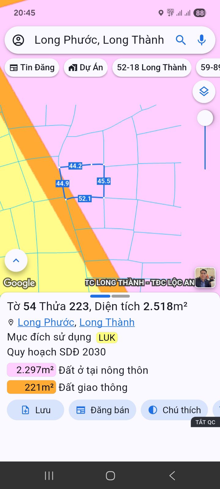 Đất lúa 5400m² Long Phước giá 7.02 tỷ - Cơ hội đầu tư hấp dẫn!