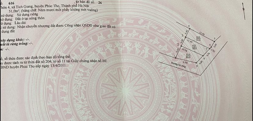 Đất Tích Giang, Phúc Thọ 51m² giá 1 tỷ - Ngõ ô tô tải, gần chợ