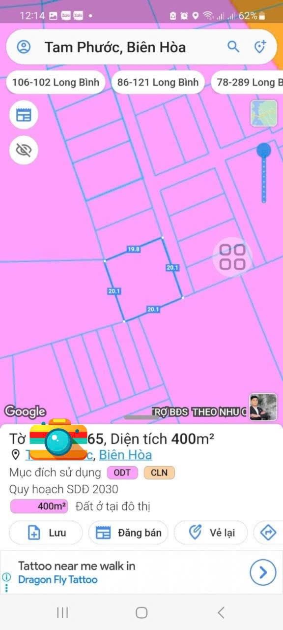 Đất nền Tam Phước Biên Hòa 400m² giá 2.2 tỷ - Sổ hồng chính chủ