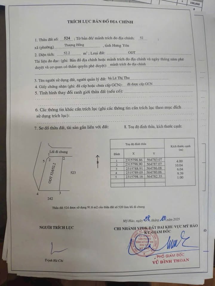 Đất nền Dương Quang, Mỹ Hào 52m² giá 1.2 tỷ - Cơ hội đầu tư sinh lời!