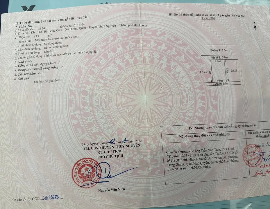 Đất nền Dương Quan, Thủy Nguyên 135m² - Giá thỏa thuận hấp dẫn!