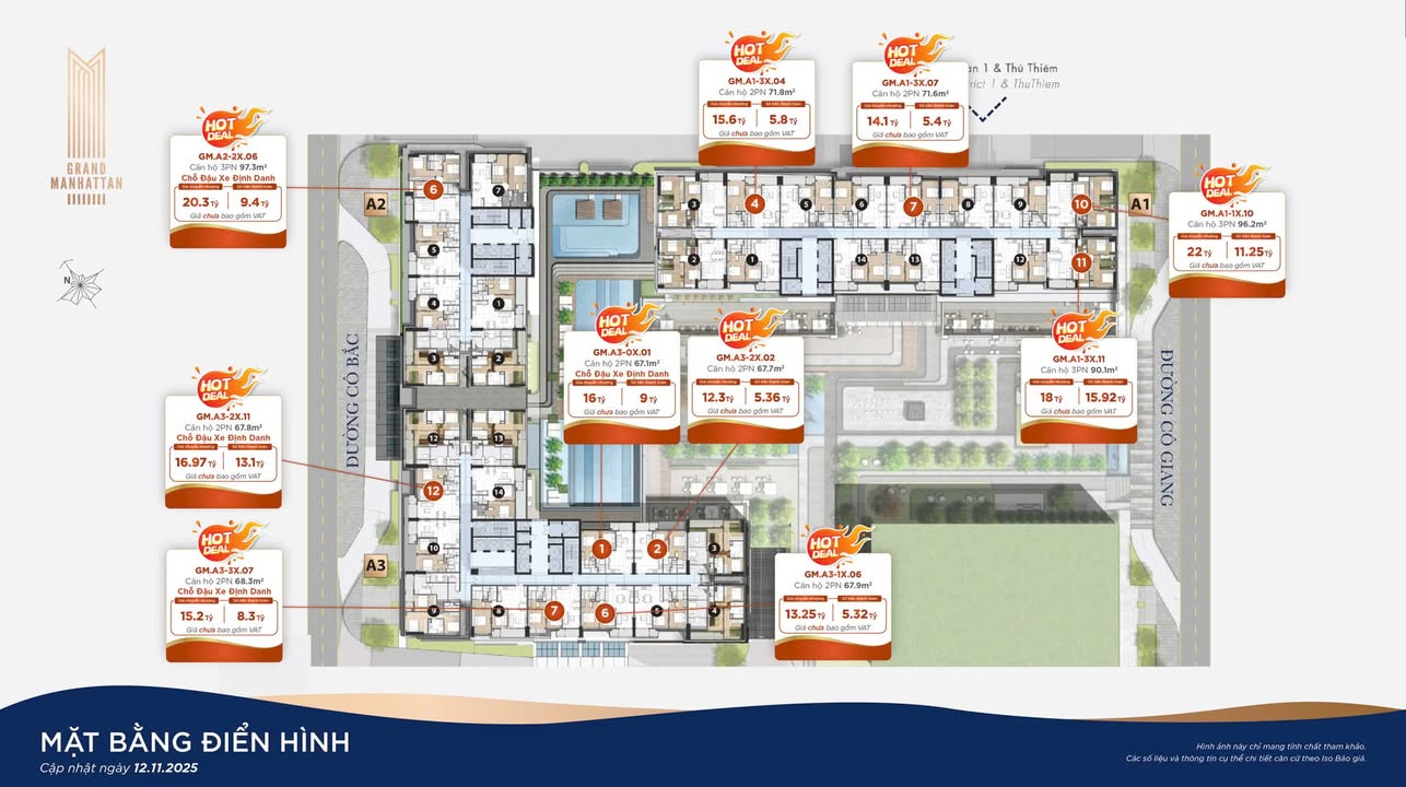 Căn hộ 2PN The Grand Manhattan Quận 1, 72m² giá 12.5 tỷ - Thanh toán linh hoạt theo tiến độ!