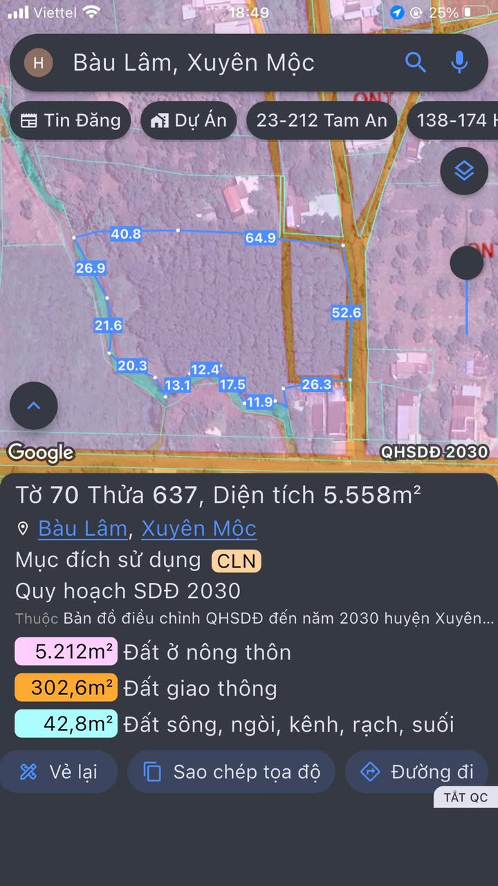 Đất Farm Bàu Lâm Xuyên Mộc 5558m² giá 13.34 tỷ - Tiềm năng sinh lời cao!