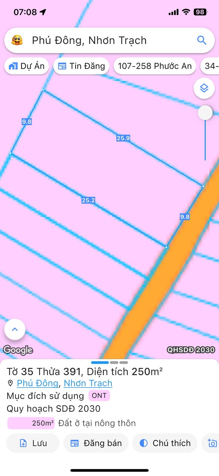 Đất thổ cư 250m² xã Phú Đông, Nhơn Trạch chỉ 3.5 tỷ - Cơ hội đầu tư tuyệt vời!