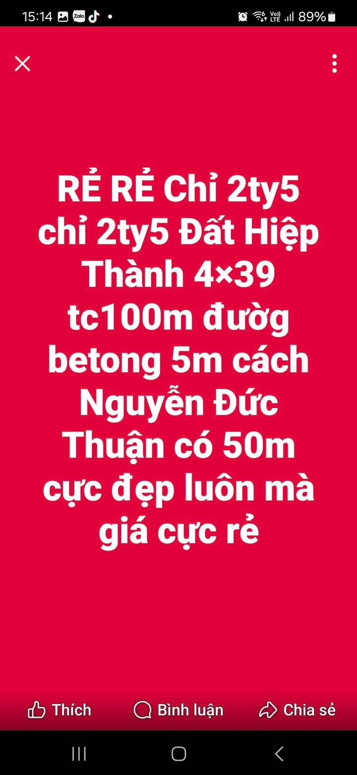 Đất Hiệp Thành 39m² giá chỉ 2.5 tỷ - Cơ hội đầu tư tuyệt vời!