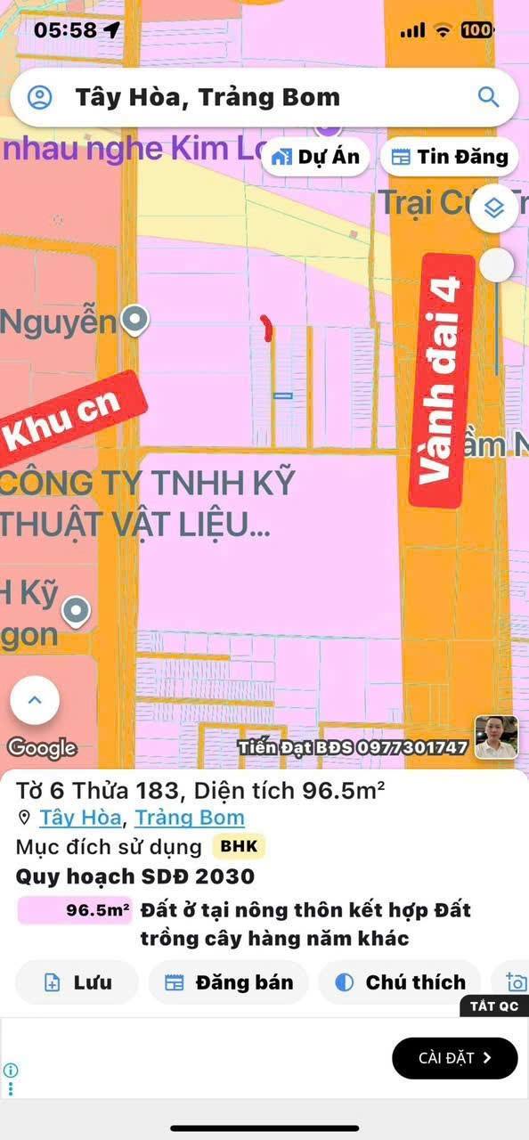 Đất nền Tây Hòa Trảng Bom 97m² giá 600 triệu - Sổ đỏ chính chủ, gần KCN Bàu Xéo!