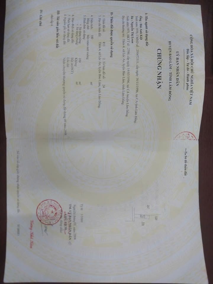 Đất thổ cư 100m² tại Lộc An, Bảo Lâm giá 1.4 tỷ - Cơ hội đầu tư tuyệt vời!