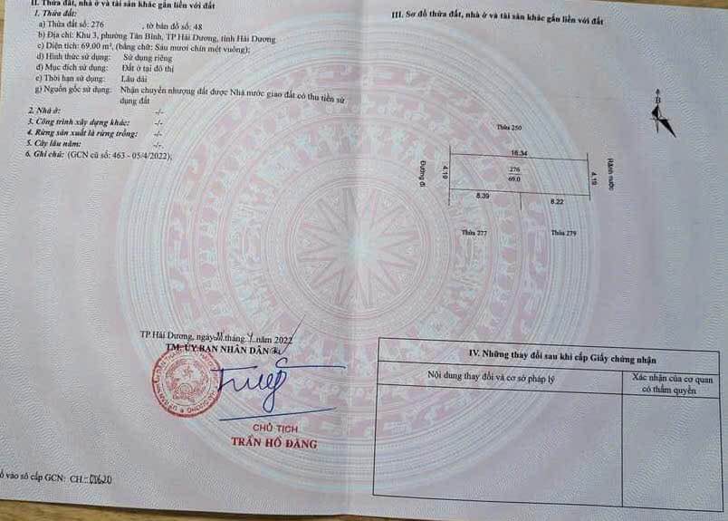 Đất nền Hải Dương 69m² giá 3 tỷ - Vị trí trung tâm, đường rộng rãi!