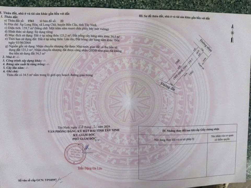 Đất thổ cư 150m² tại ấp Long Hòa, Tây Ninh - Giá chỉ 320 triệu