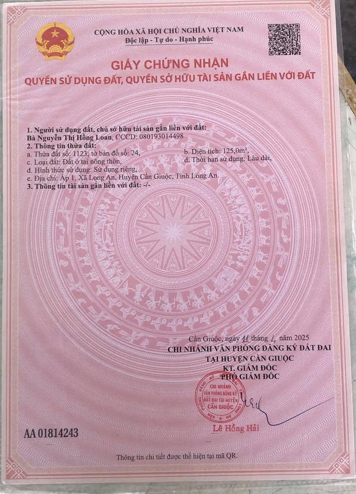 Đất thổ cư Phước Vĩnh Tây, Cần Giuộc 125m² giá chỉ 890 triệu - Cơ hội vàng cho đầu tư!