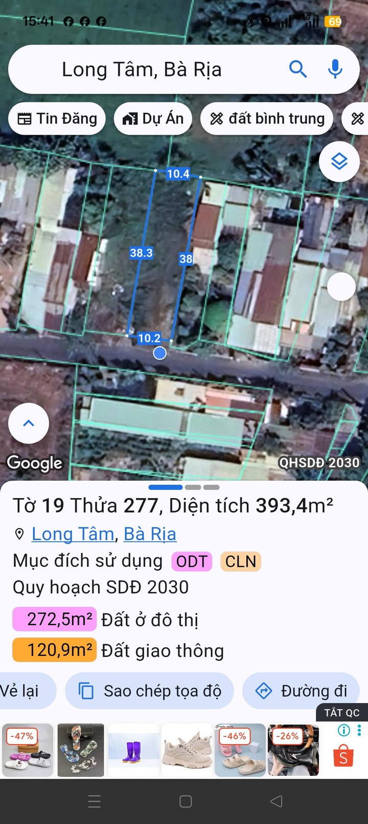 Lô đất Long Tâm, Bà Rịa 380m² giá 3.5 tỷ - Mặt tiền đường nhựa thông thoáng!
