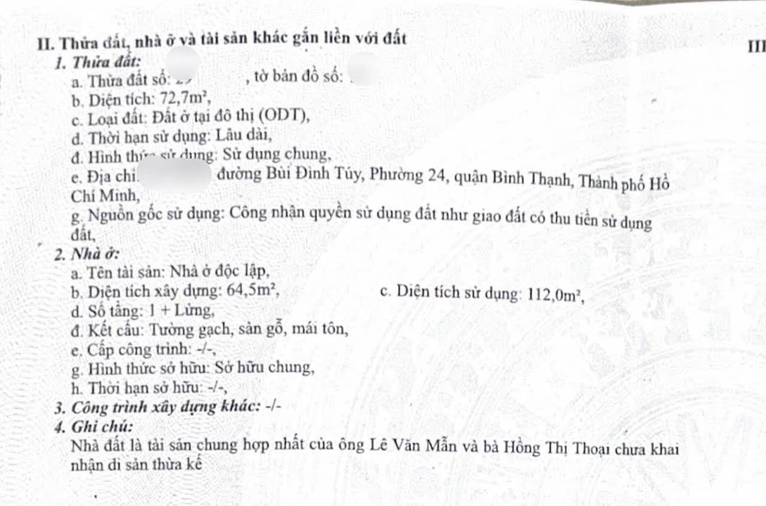 Đất trống Bùi Đình Tuý, Bình Thạnh 72m² giá 7.27 tỷ - Tiềm năng xây dựng CHDV 5 tầng!