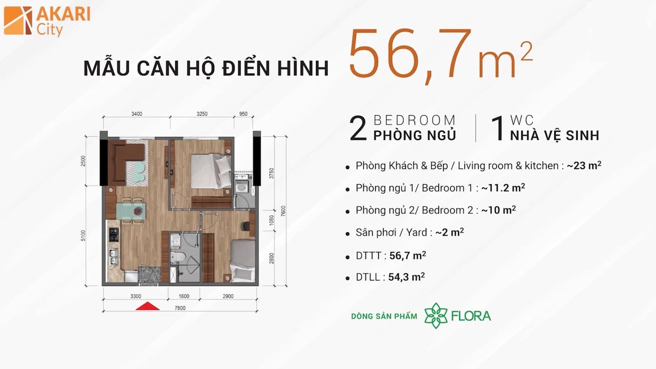Căn hộ cao cấp AK3-021.01 đường Võ Văn Kiệt 56m² giá 3.4 tỷ - Nhà mới 100% chờ chủ nhân!