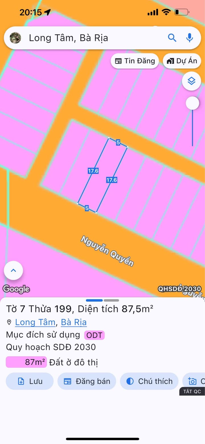 Đất nền đường Nguyễn Quyền, phường Long Tâm, Bà Rịa 88m² giá 1.9 tỷ - Sổ hồng riêng, chính chủ!