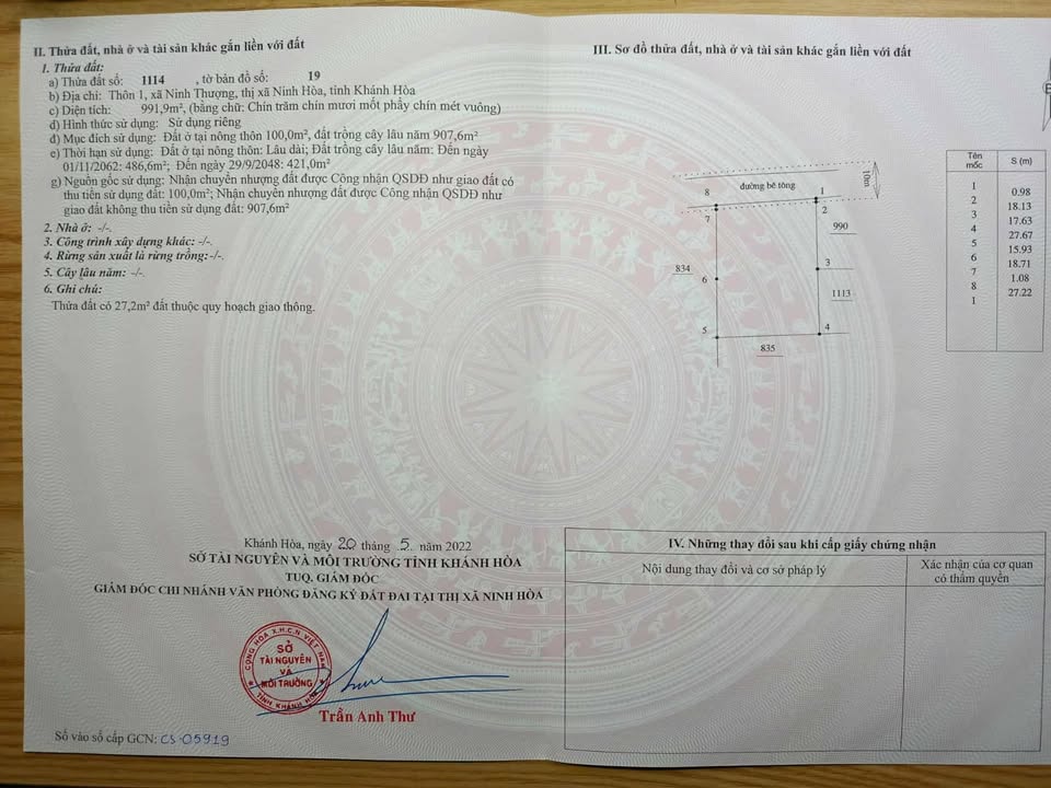 Đất thổ cư Ninh Thượng 991m² giá 600 triệu - Đầu tư sinh lời ngay!