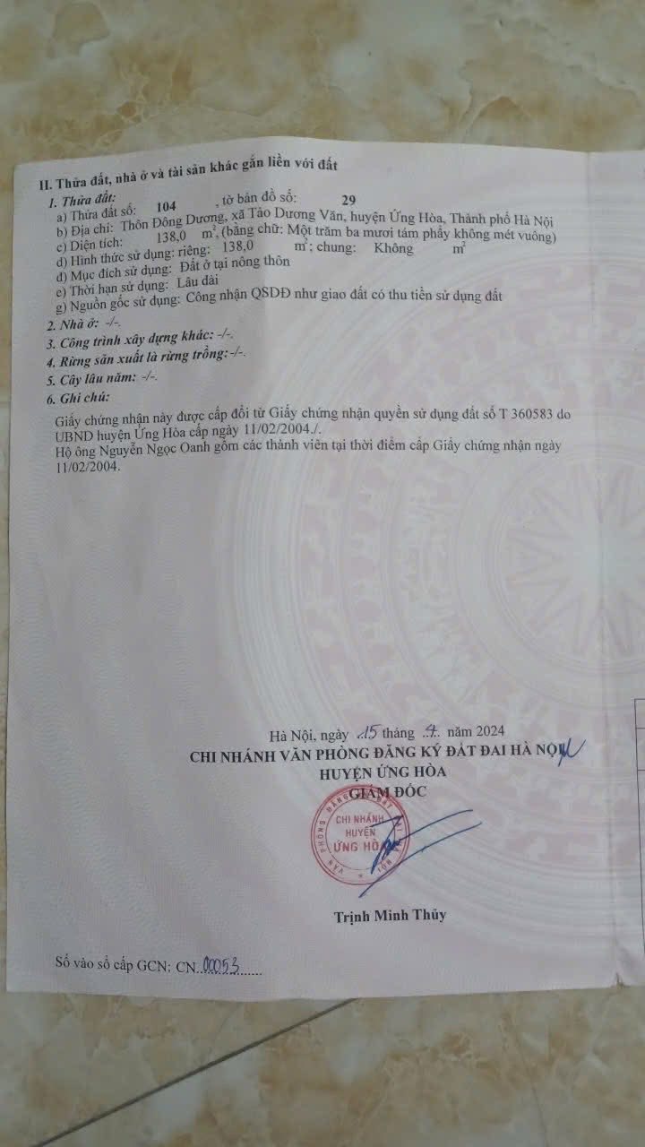 Đất nền Tảo Dương Văn, 138m² giá 2 tỷ - Cơ hội đầu tư tuyệt vời!