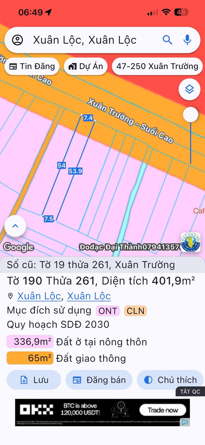 Đất nền Suối Cao 405m² giá 1 tỷ - Sổ đỏ chính chủ, đầu tư sinh lời!